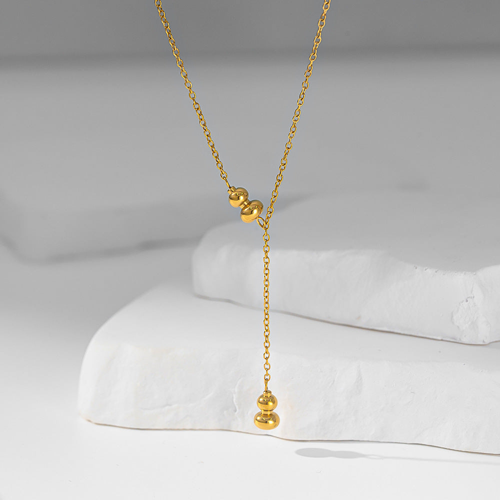 Titanium Steel Gourd Tassel Necklace