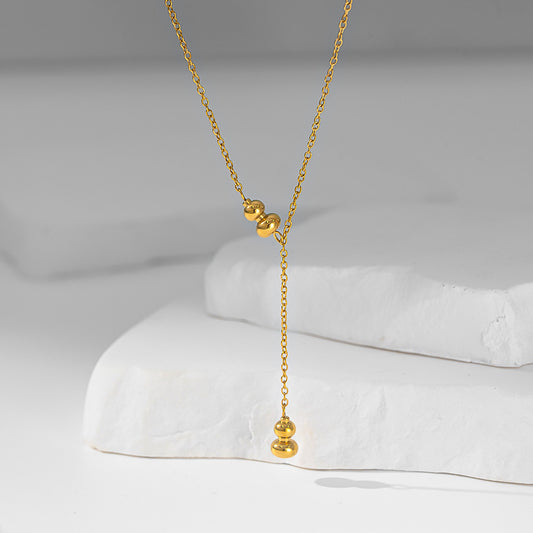 Titanium Steel Gourd Tassel Necklace