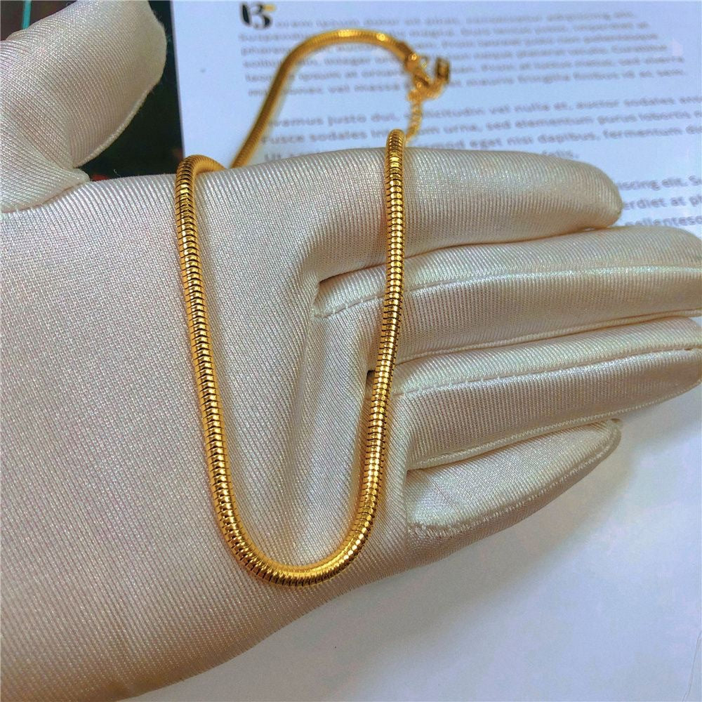 Minimalist Titanium Steel Snake-Bone Collar Necklace