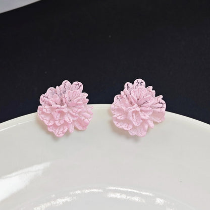 Pendientes con diseño de flor de camelia blanca 