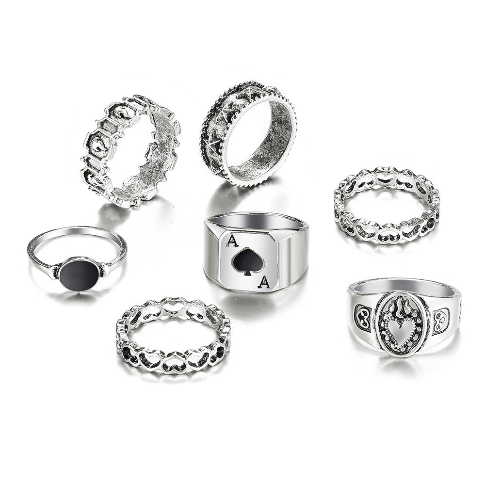 7-Piece Playing Card Ring Set