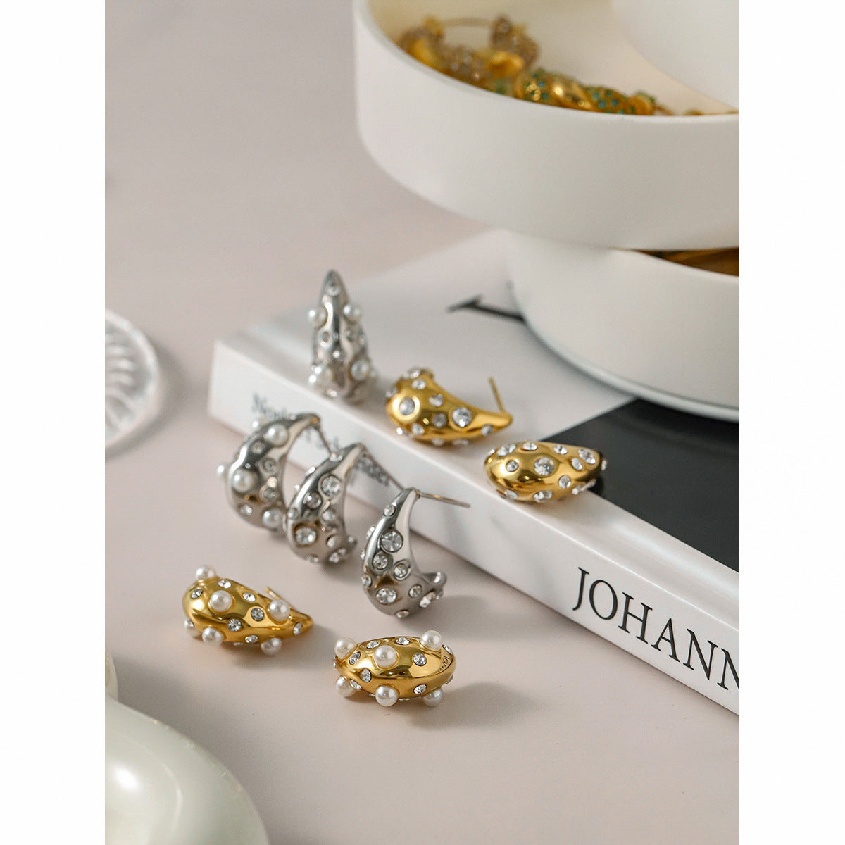 Teardrop Shaped Rhinestone Earrings