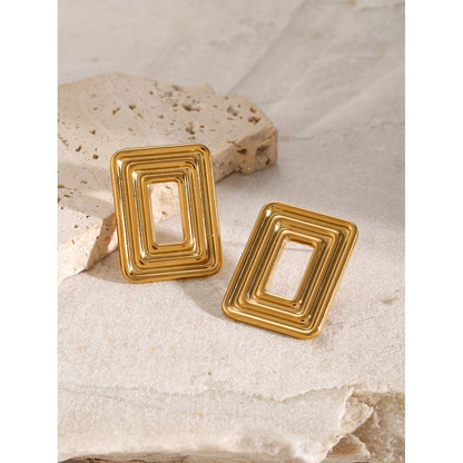 Pendientes rectangulares con forma de remolino hueco 