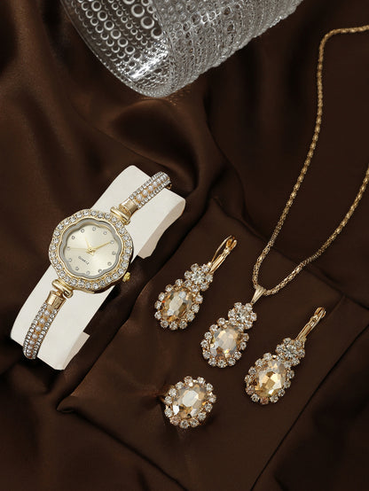 Diamond Women's Quartz Watch Jewelry Set