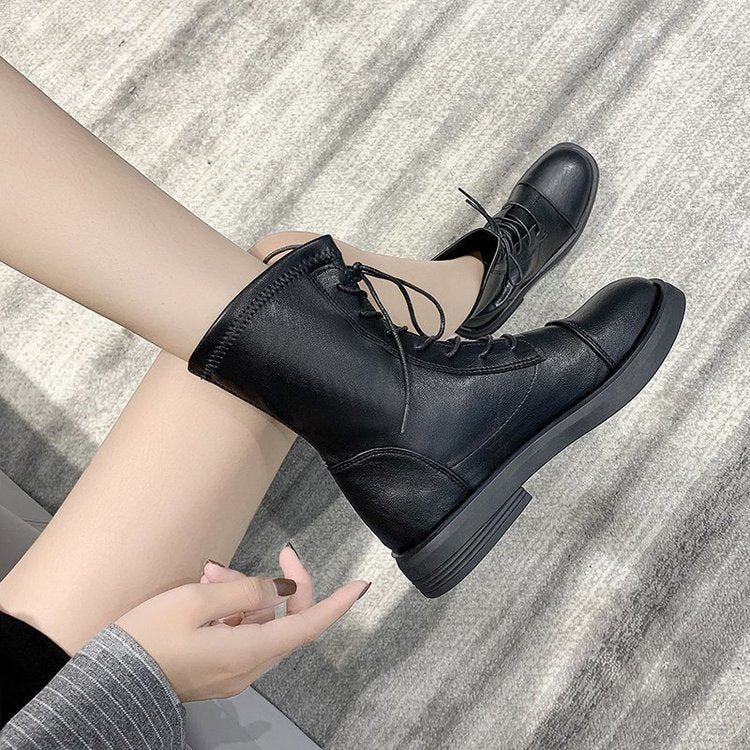 Fashion lace-up flat boots