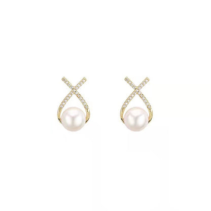 Pendientes de perlas con letras Sense Cross al por mayor 