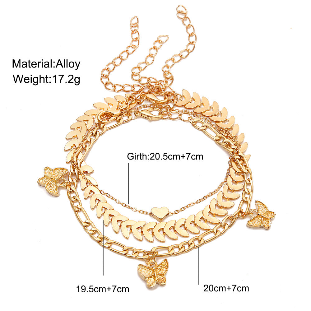 Diamond Love Aircraft Chain Anklet
