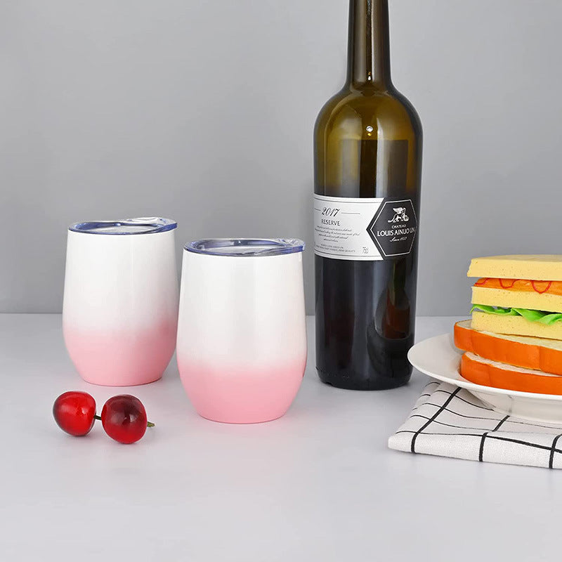 12Oz champagne glass inside and outside 304 stainless steel double egg cup