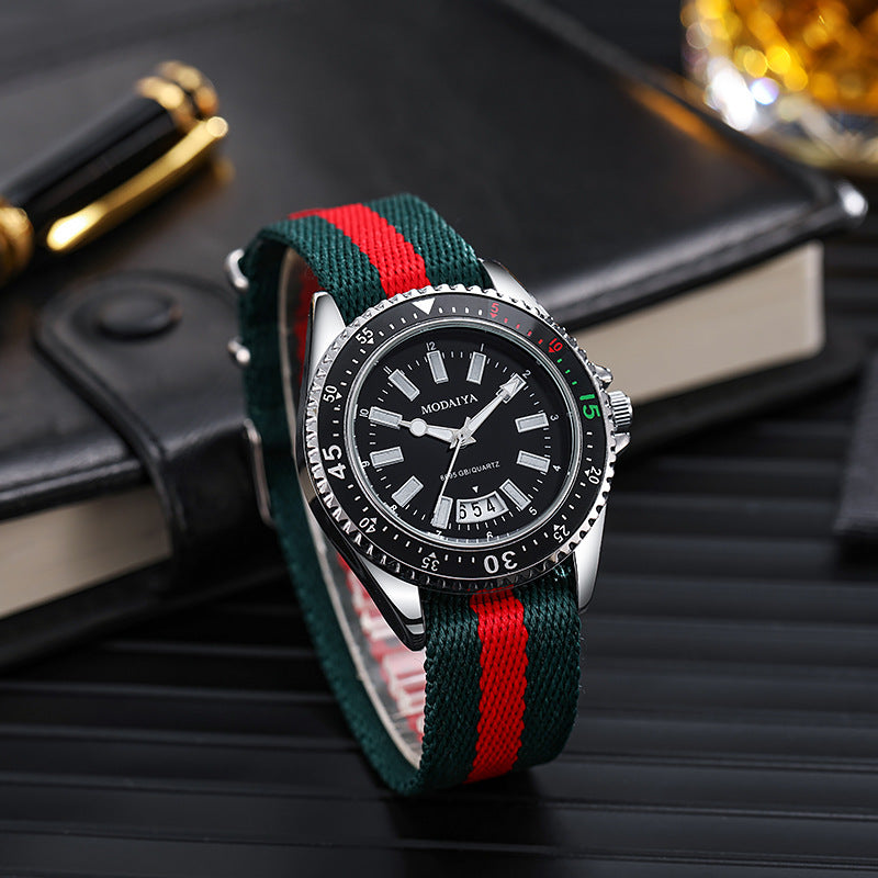 Canvas Strap Luminous Mens Watch Calendar Casual