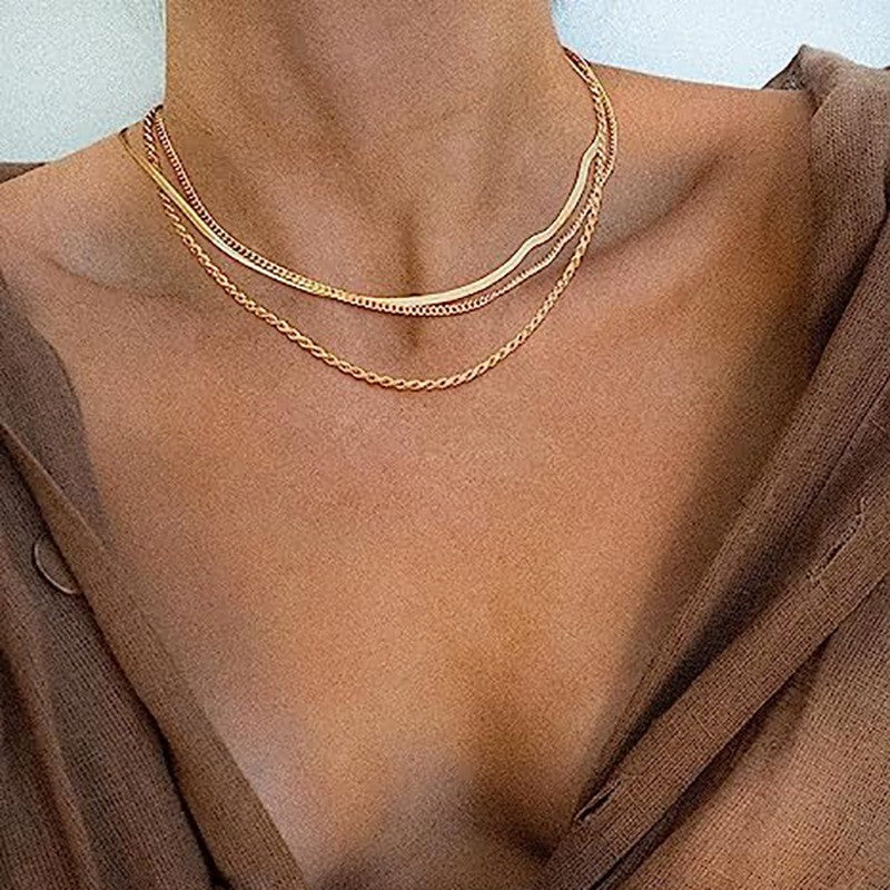 Stacked Snake Chain Necklace for Women