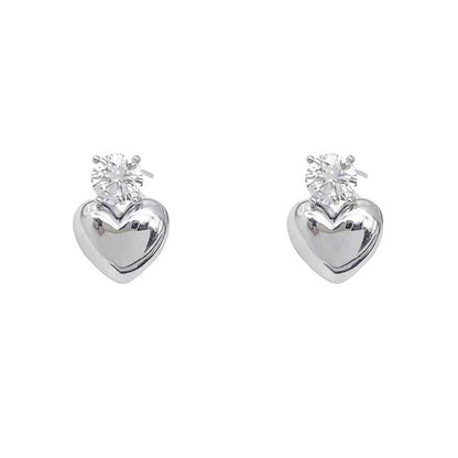Temperament zircon love stud earrings woman