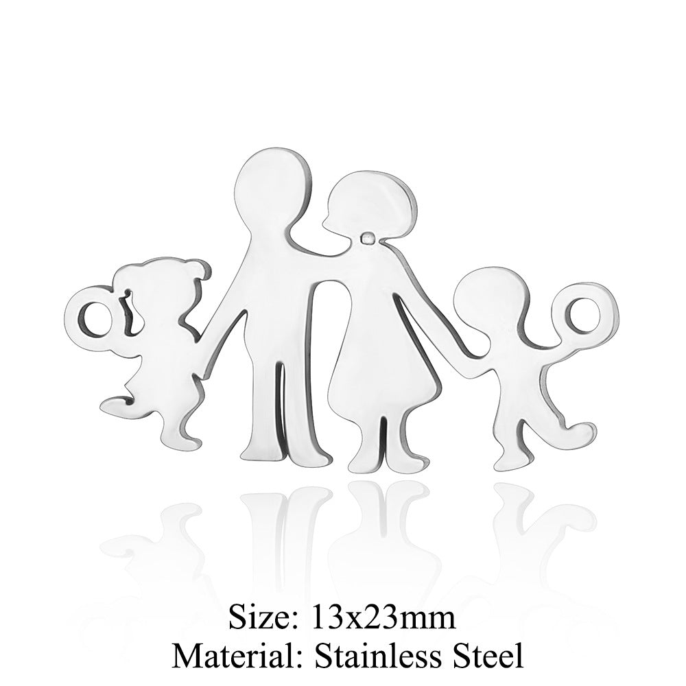 5 pcs/titanium steel jewelry pendant family baby feet