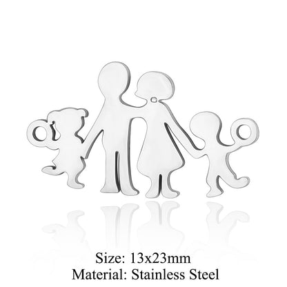 5 pcs/titanium steel jewelry pendant family baby feet