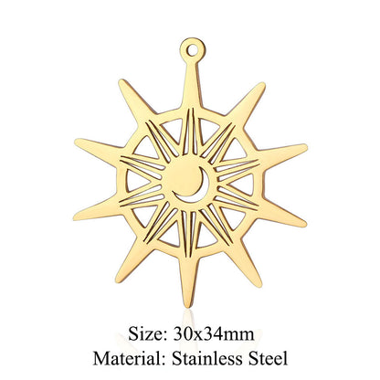 5 pcs/pack geometric shaped cosmic water drop titanium steel pendant