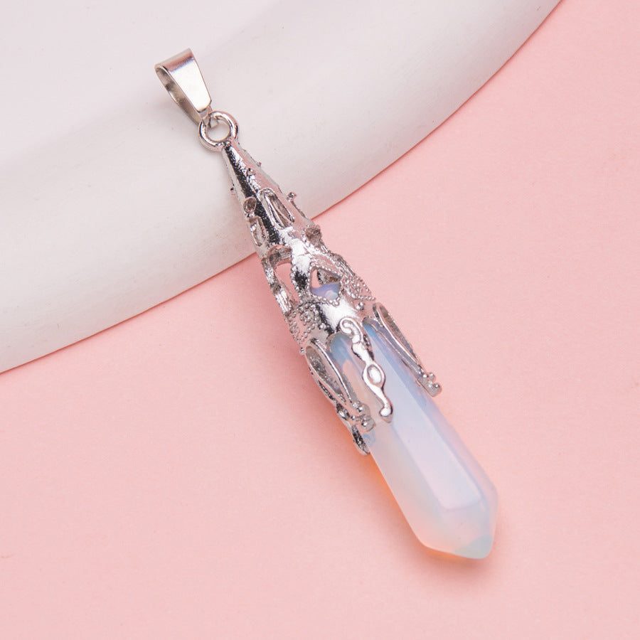 Crystal Agate Hexagonal Pyramid Pendulum Pendant