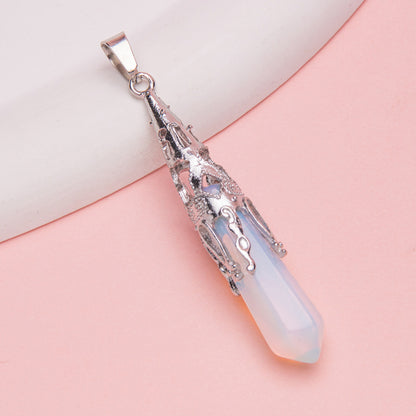Crystal Agate Hexagonal Pyramid Pendulum Pendant