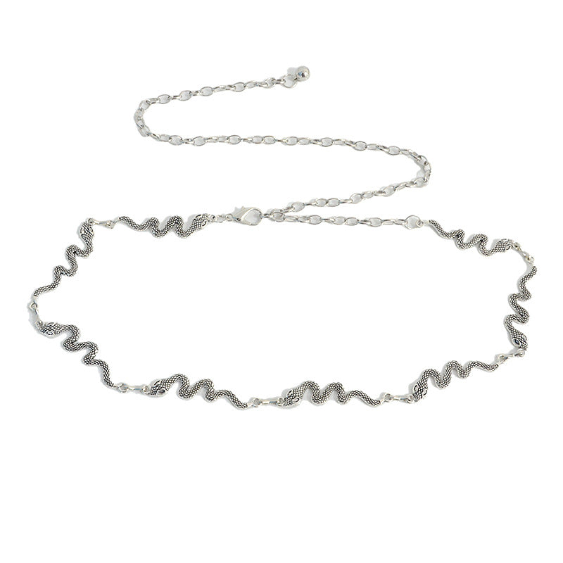 Snake buckle pattern metal chain waist chain
