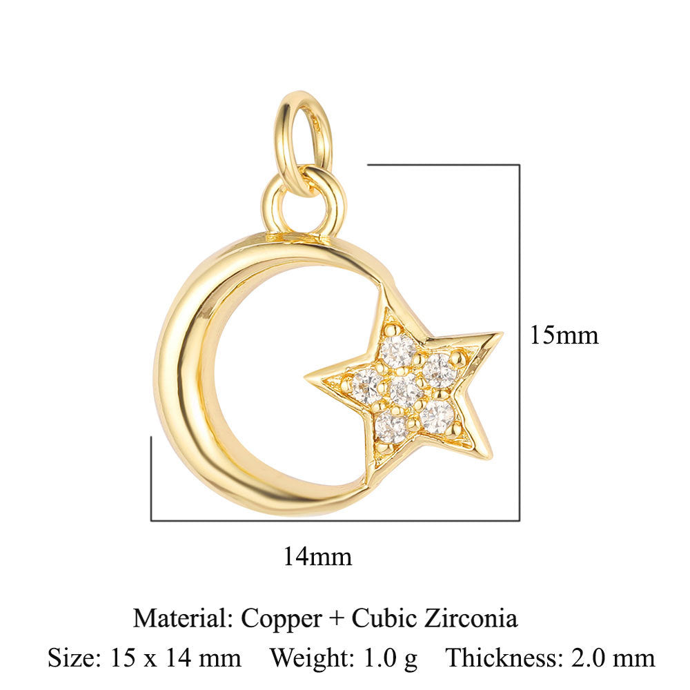 Sun Moon Stars Copper Zircon Eyes Palm Pendant