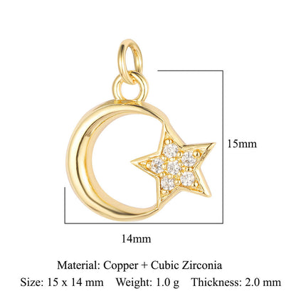 Sun Moon Stars Copper Zircon Eyes Palm Pendant
