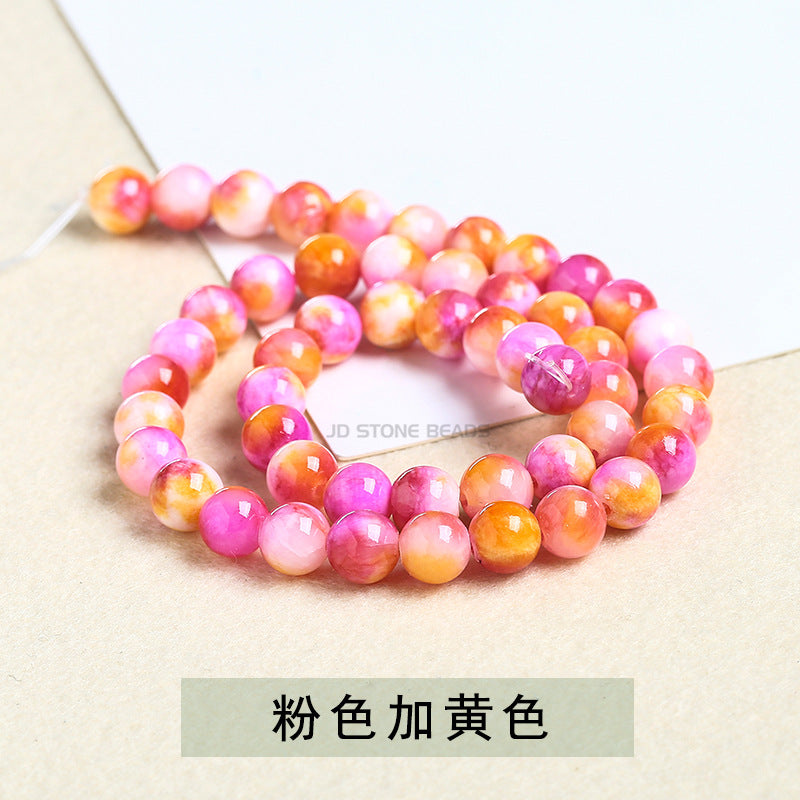 Colored Persian jade loose beads chalcedony round beads