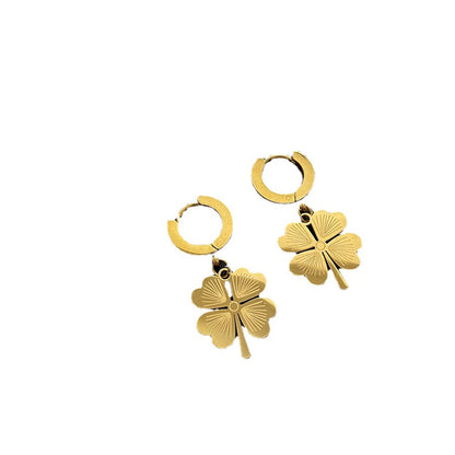 Chic Clover Pendant Titanium Steel Earrings New Ins Jewelry
