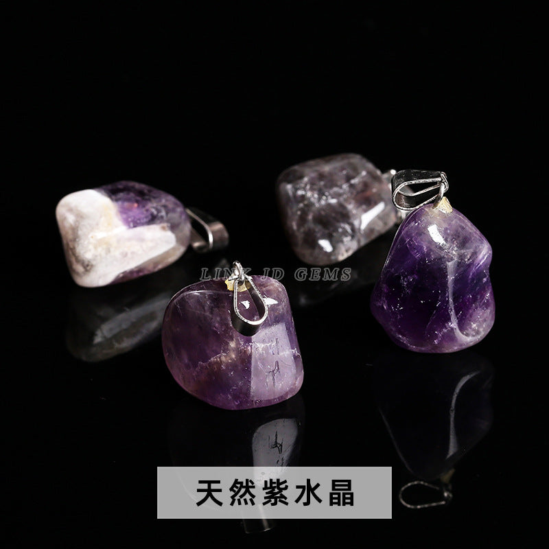 Amethyst rough stone square pendant.