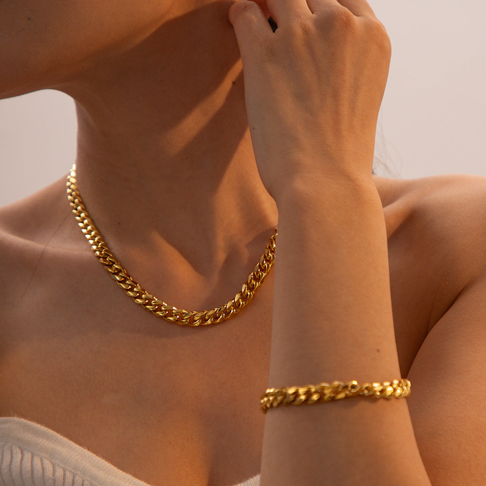 Cuban chain pendant necklace bracelet jewelry