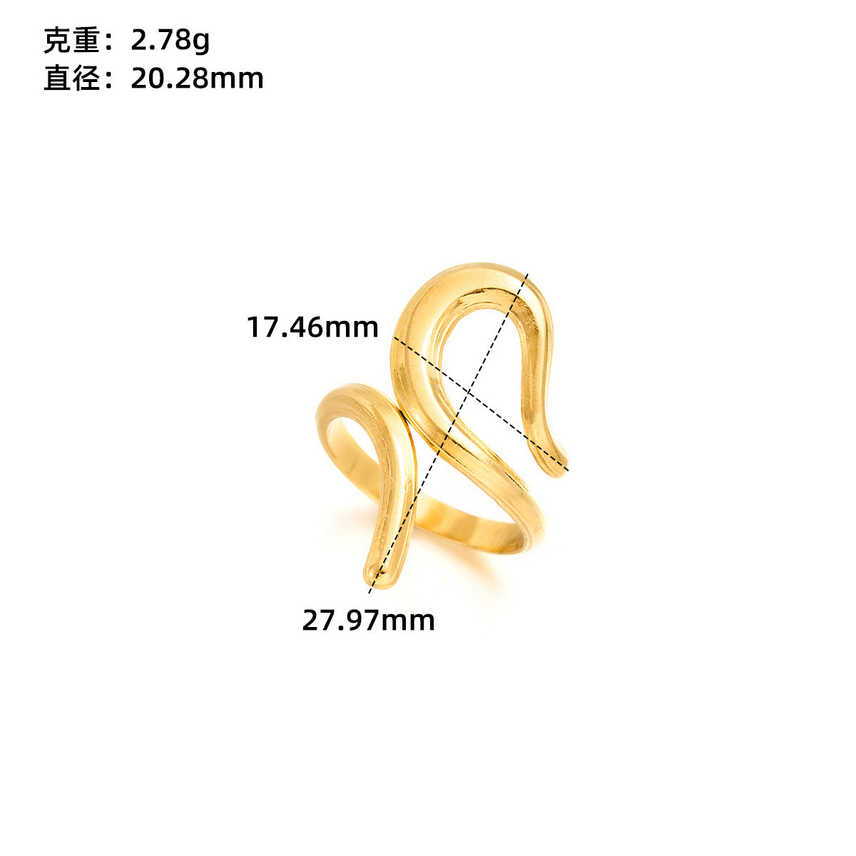Stainless steel love open ring