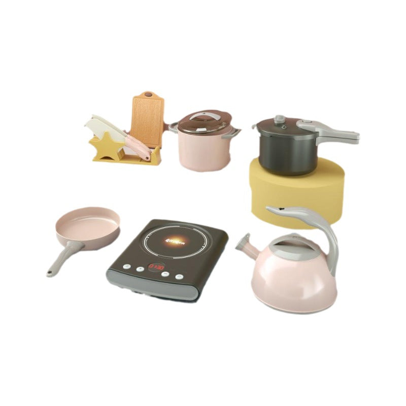 Cocina de simulación para bebé, olla arrocera eléctrica grande con sonido y luz, juego de juguete para juego de imitación 