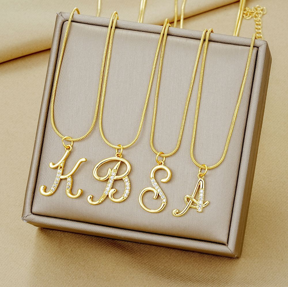 European and American 26 letters gold necklace