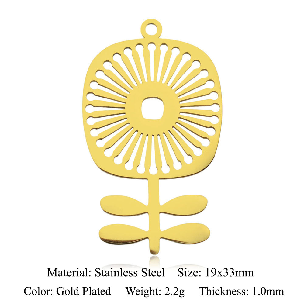 5 pcs/pack, mushroom flower titanium steel pendant.