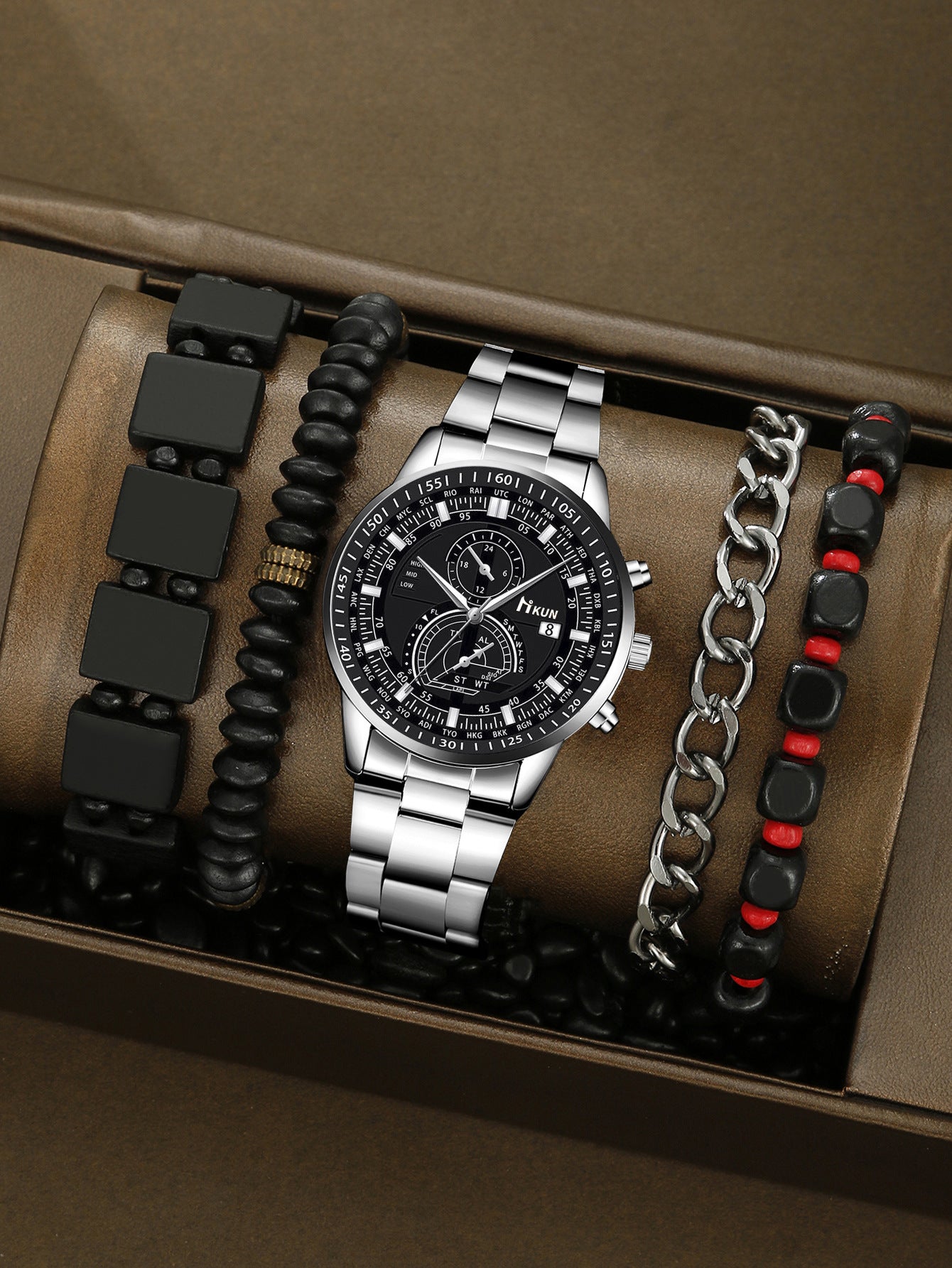 Alloy Watch Crown Beaded Turquoise Set