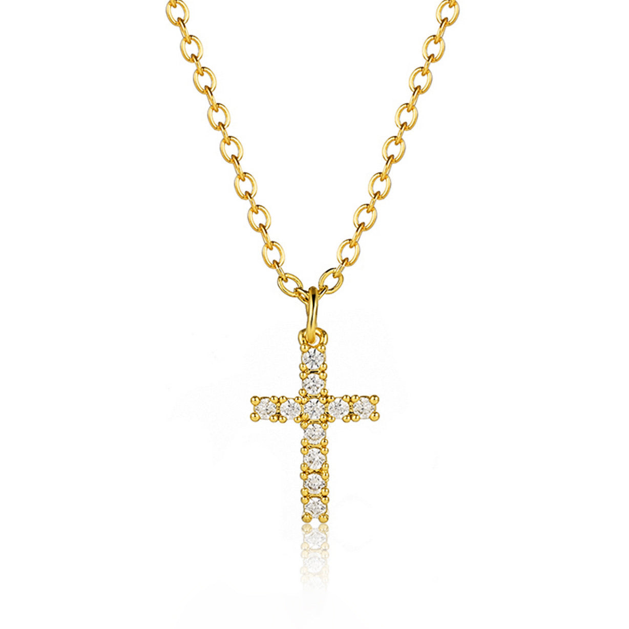 Full diamond cross clavicle necklace