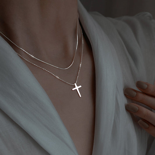Cross Pendant Snake Chain Necklace