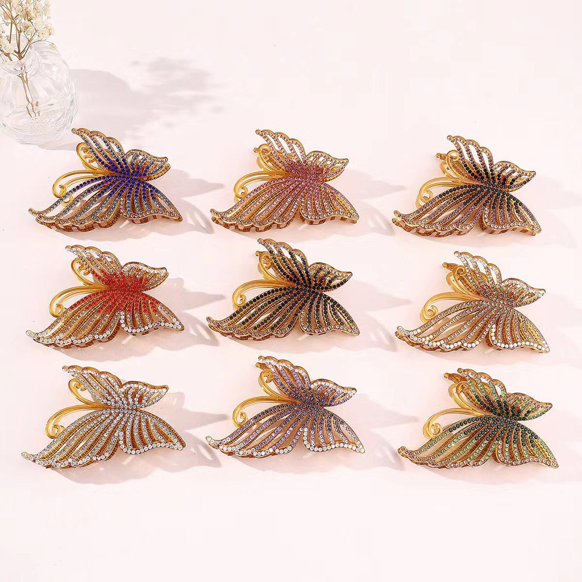 Korean High-End Claw Clip with Rhinestones Bow