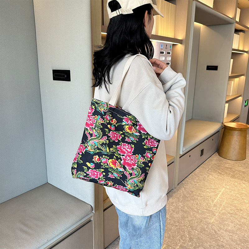 Northeast big flower tote bag