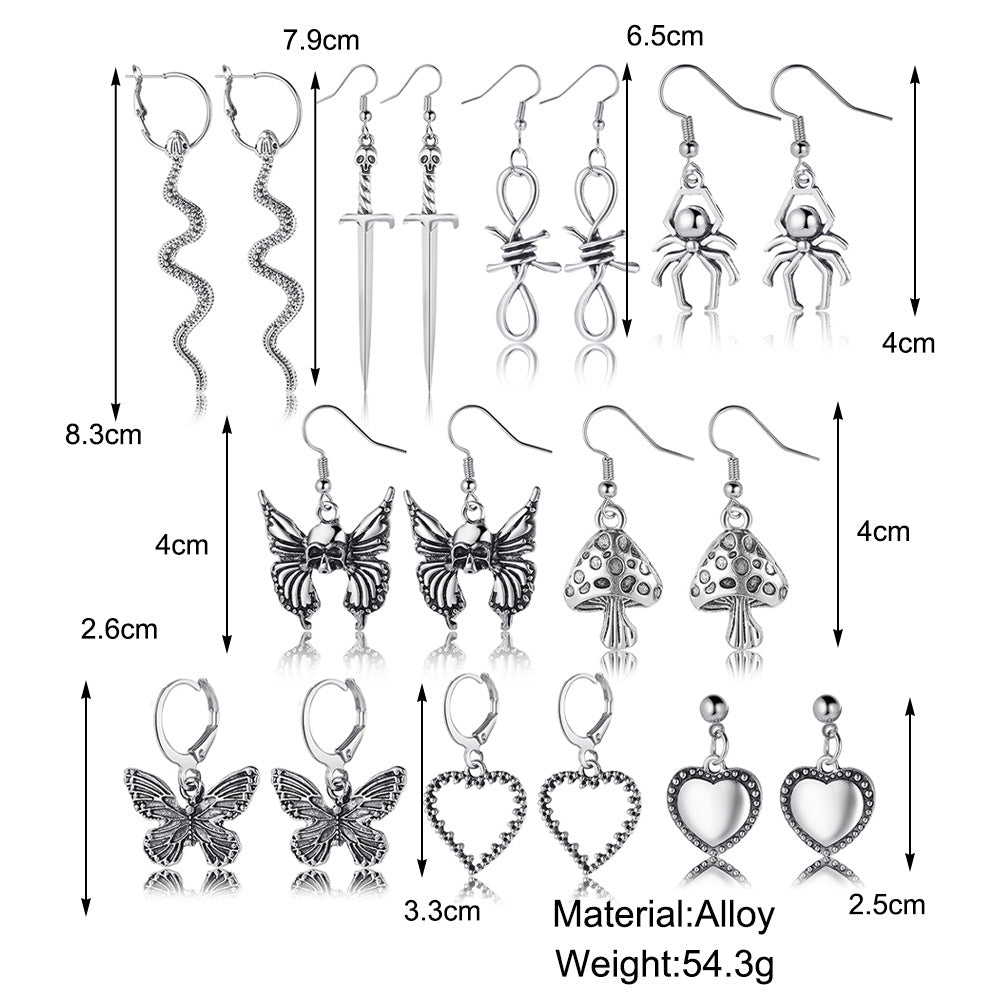 9-Piece Retro Charm Earring Set