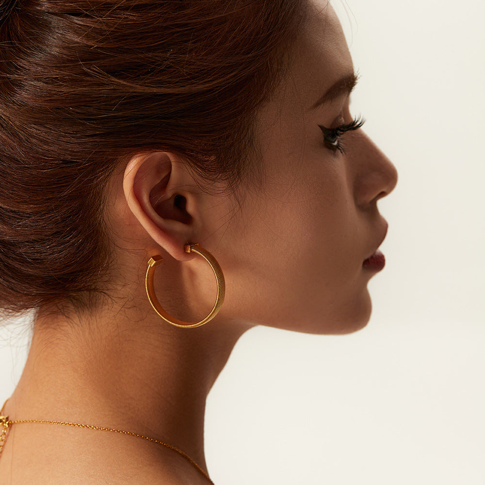 Stainless Steel C-Shaped Hoop Earrings