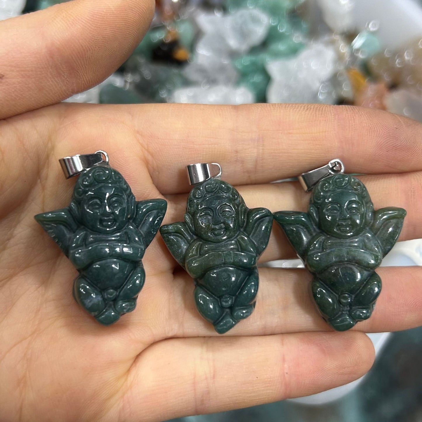 Engraved Cupid Angel Necklace Pendant