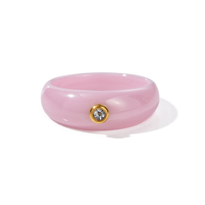 7mm wide pink round diamond ring