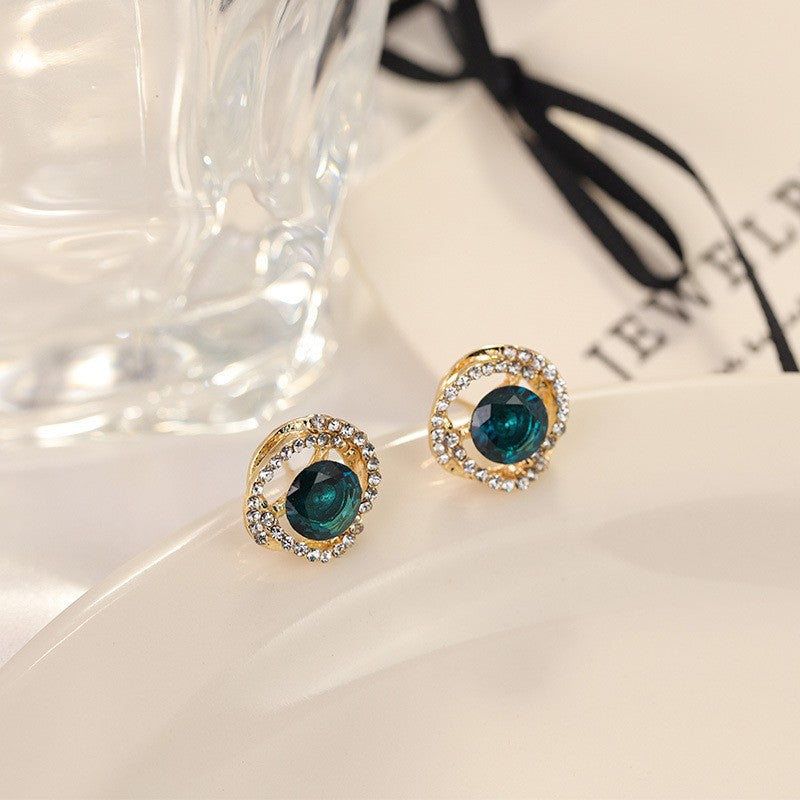 Exquisite slightly studded with diamond stud earrings