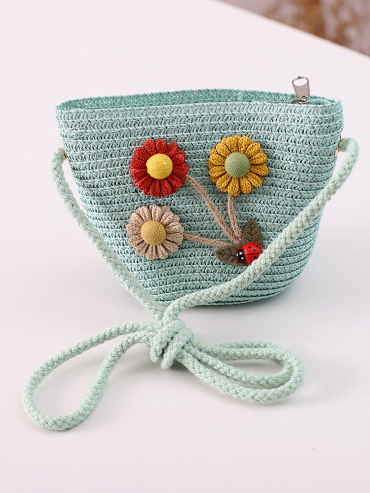 Floral Family Straw Hat Bag Set Summer Outdoor Fresh Beach Sun
