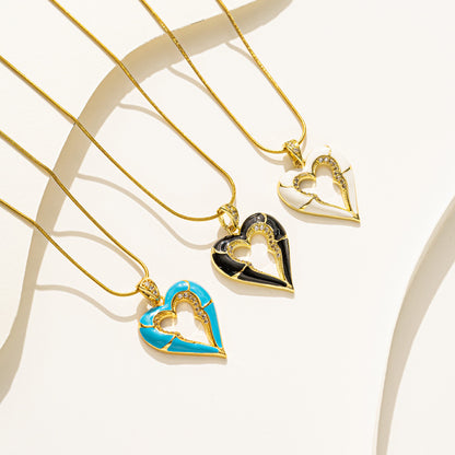 18K Gold-plated Titanium Snake Bone Chain Heart Pendant