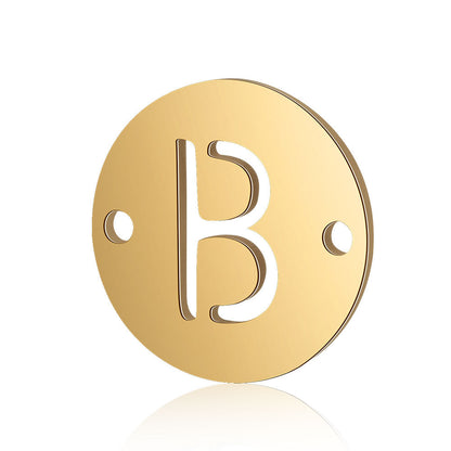 20 pcs/pack gold 26 letter titanium steel pendant