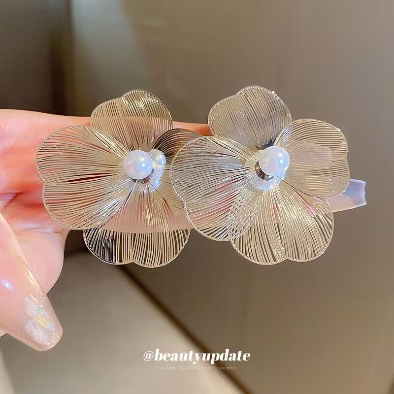 Pendientes de botón con forma de flor de metal con aguja de plata S925 