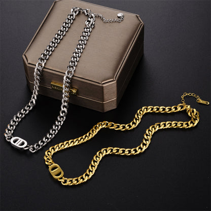 Hip-hop Double D Letter Necklace, Trendy Design