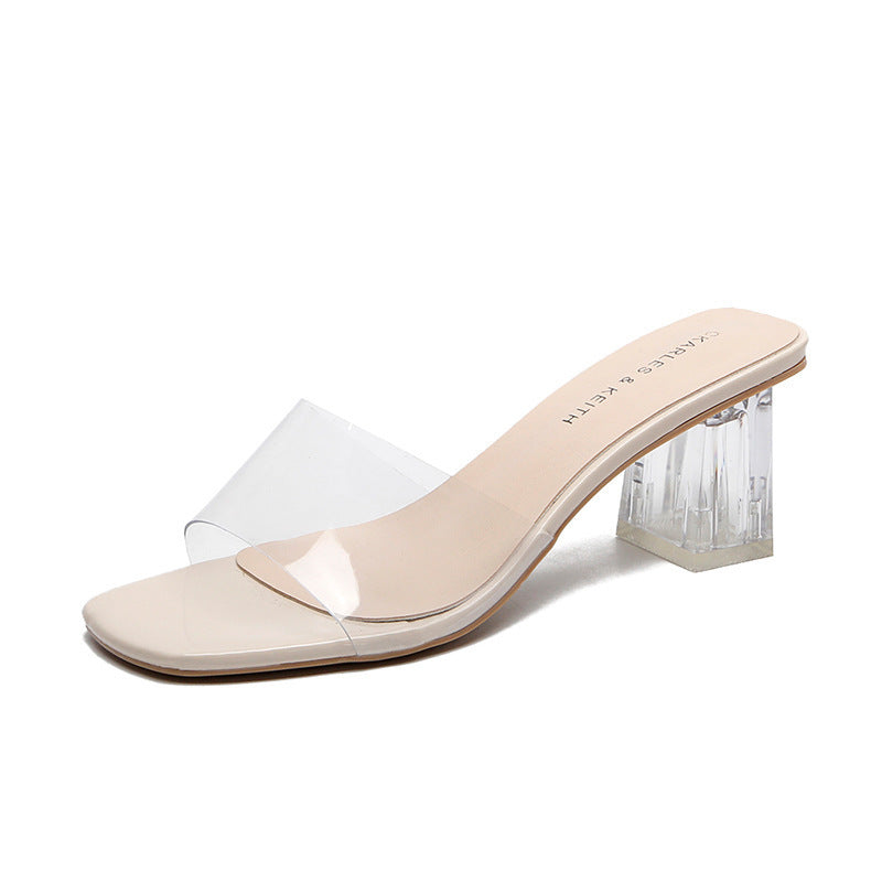 Slippers high heels crystal
