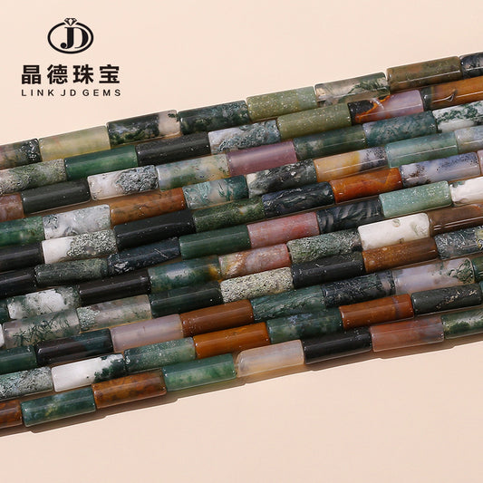 4 * 13 Natural Indian Agate Round Tube Loose Beads