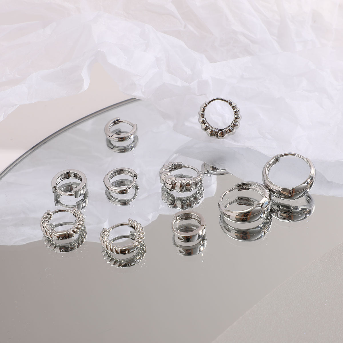 Spiral Twist Hoop Earring Set