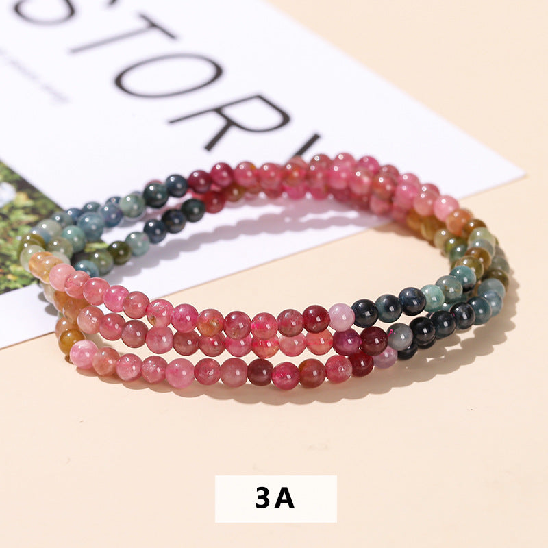Colorful tourmaline three-ring bracelet 4mm